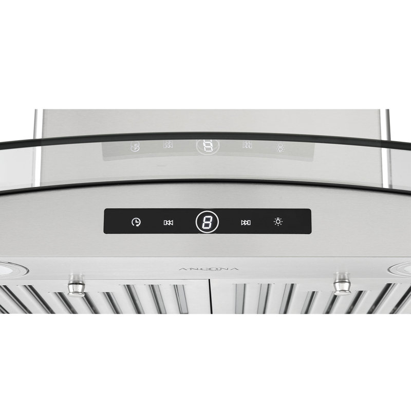 Ancona 30" 600 CFM Convertible WallMount Glass Canopy Range Hood in